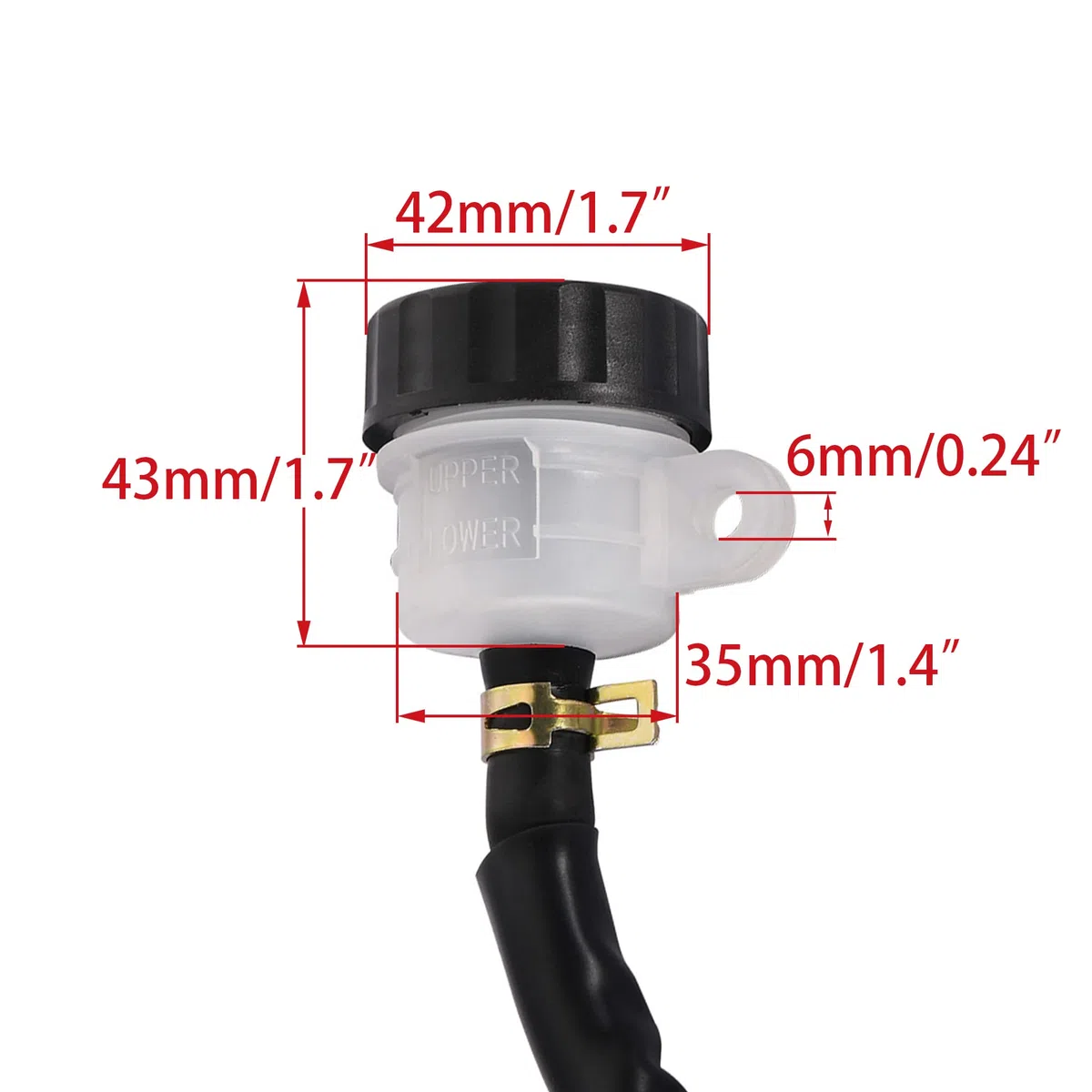WOOSTAR Cilindro Maestro Freno Trasero con Deposito Liquido Reemplazo para China 50cc 70cc 90cc 110cc 125cc ATV Dirt Pit Bike