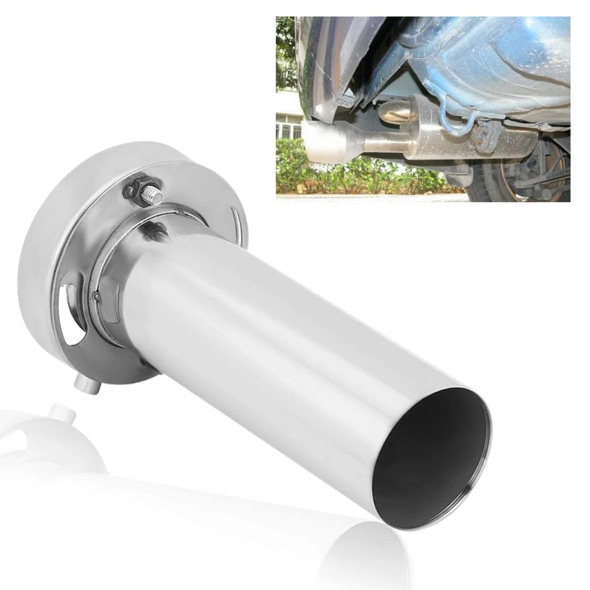 Punta de silenciador de escape de coche Suuonee, punta de silenciador de escape redonda ajustable universal Silenciador de sonido extraíble(4 inch)