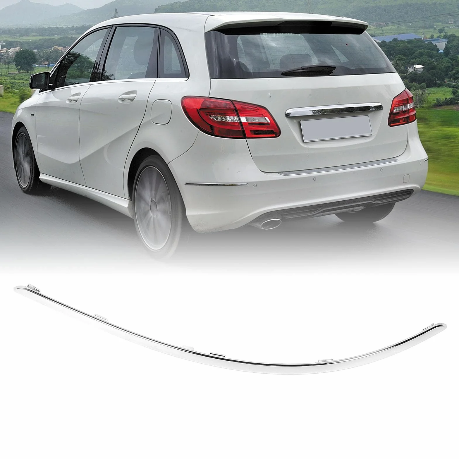 Moldura de Parachoques Trasero Compatible con Clase B W246, ABS, Instalación Fácil, 2011-2014, Embellecedor Protector