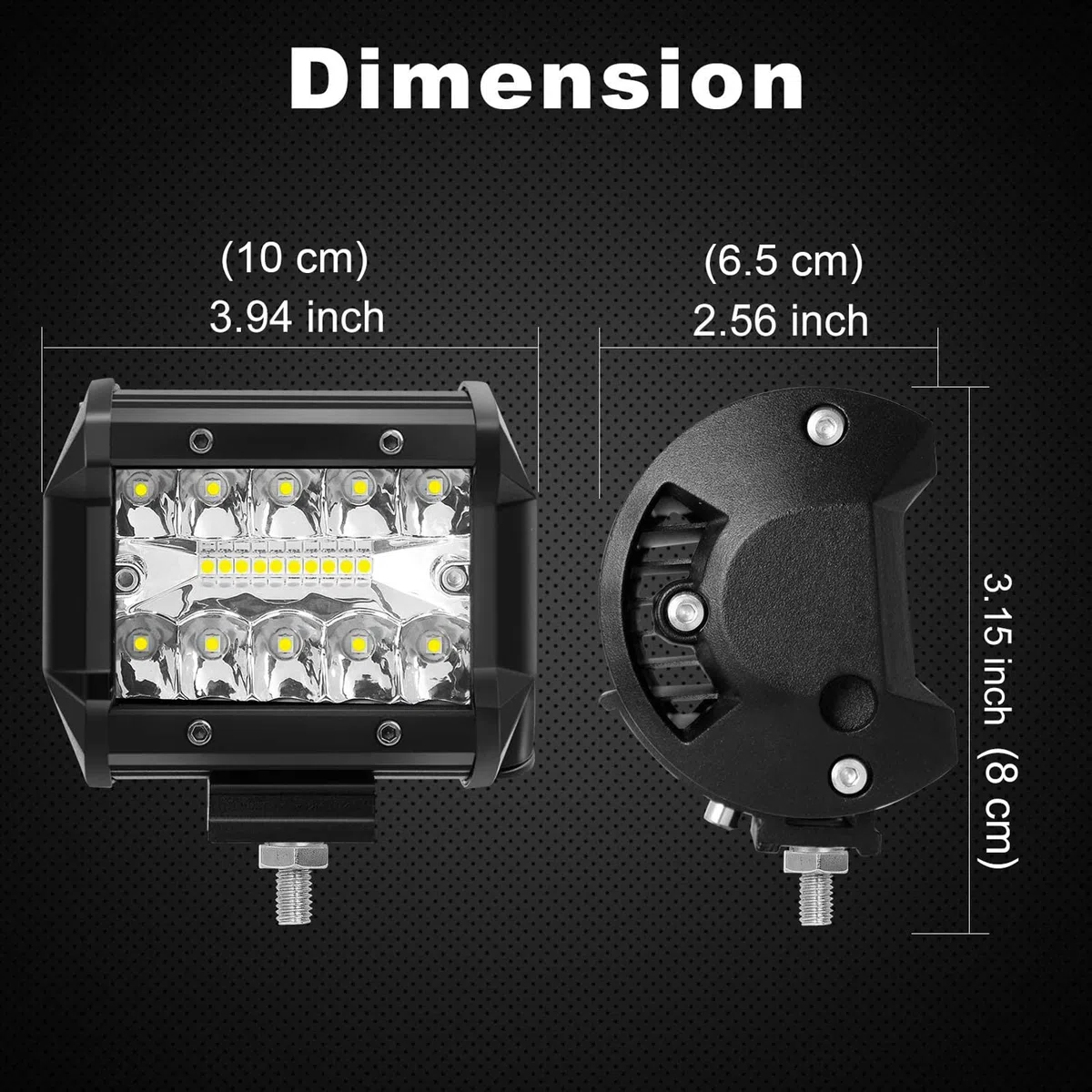 AUXTINGS 2 Piezas 10 cm 120w Triple Fila 8d Barra LED de la Barra de luz LED Spot Combo Beam CC 12V-24V 6000K para vehículos Offroad 4x4 ATV UTVS