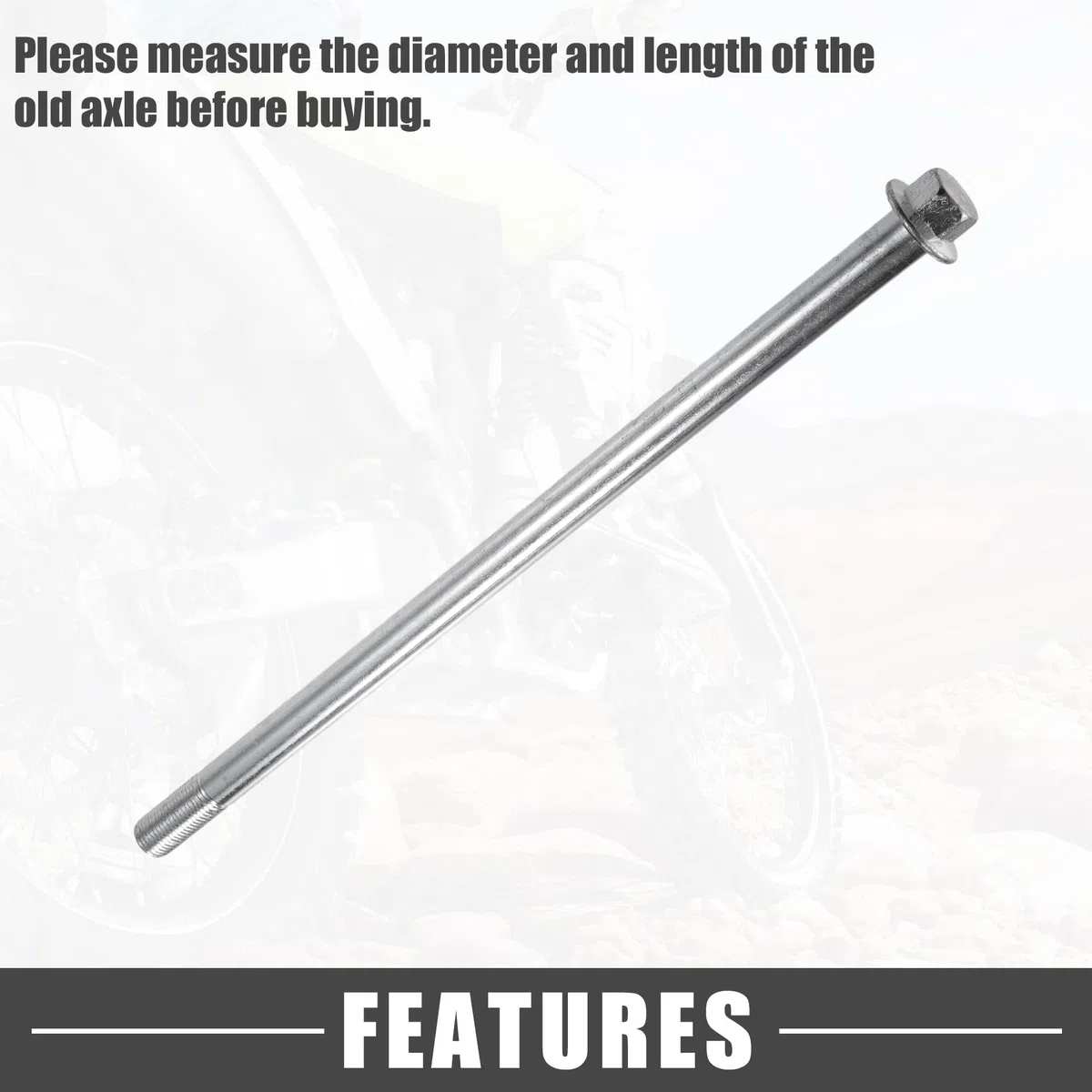 A ABSOPRO Eje delantero Trasero con Buje y Tornillo M12 270mm para Moto de Cross, Scooter, ATV, Rueda de Eje de Acero Aleado Tono Plateado