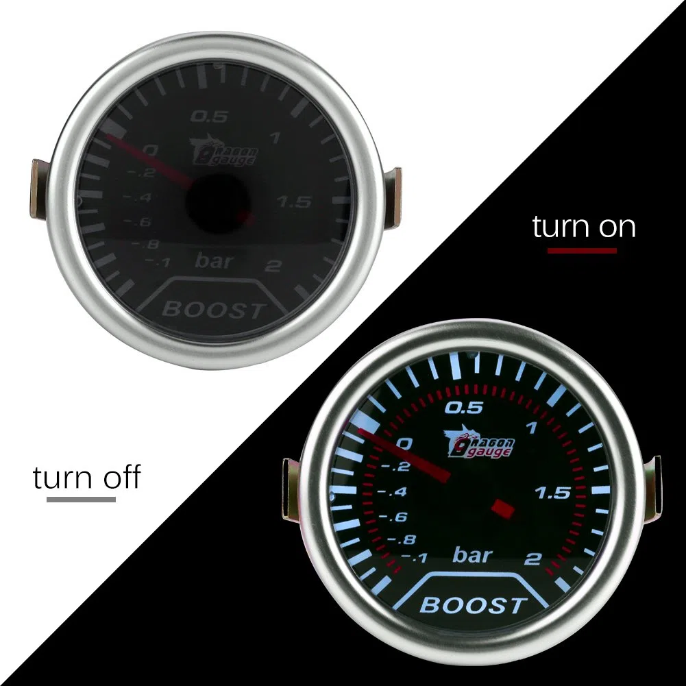 Qiilu 2 pulgadas (50 mm) Universal Turbo Boost Meter Indicador de presión Coche Rojo Led Puntero de barra 12V
