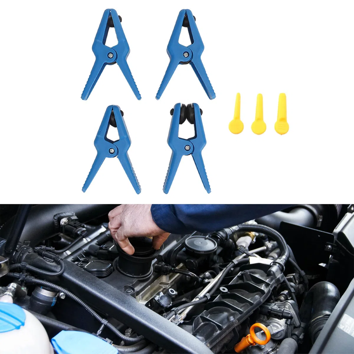 Tapones de Línea de Fluido, Abrazadera de Línea de Freno de 7 Piezas con 3 Tapones para Manguera de Riel de Combustible de Línea de Freno Línea A C y Accesorio de Banjo