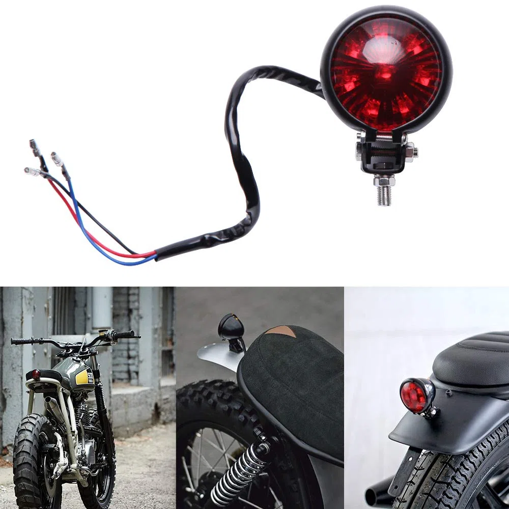 DREAMIZER Luz Trasera Moto LED de Freno Luces de motocicleta brillante con lente roja para Custom Cafe Racer Street Bike Chopper Bobber Cruiser 883 iron.