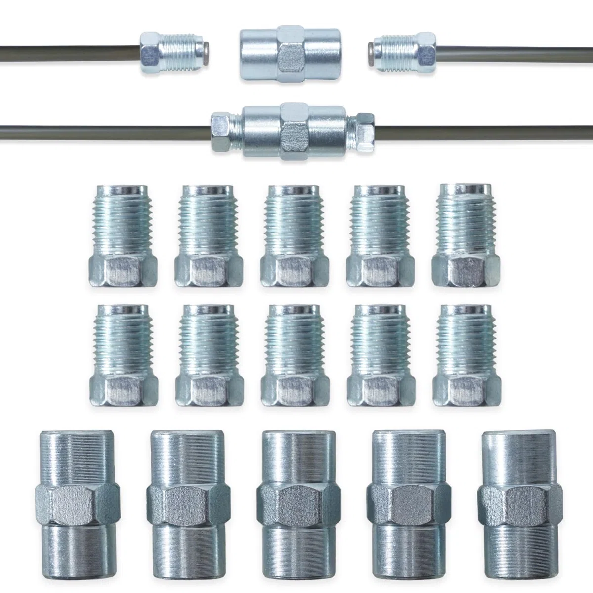 Línea de freno de 10 m Ø 4,75 mm tubo de freno con 10 juntas roscadas + 5 conectores, línea de acero recubierta de cobre para sistemas de frenos hidráulicos de automóviles