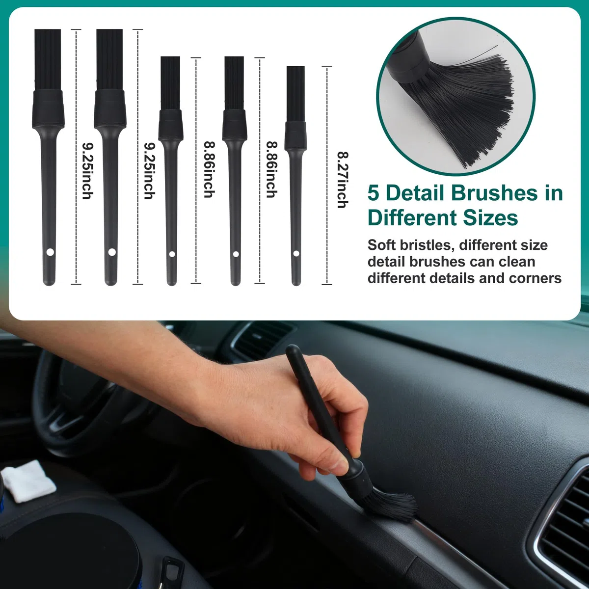 Kit Limpieza Coche 31 Piezas Bolsa de Transporte Práctica, Juego de Lavado de Coche Interior y Exterior, Cepillos Detailing, Paño de Fibra,Esponjas de Pulido,Cepillo para Taladro Eléctrico