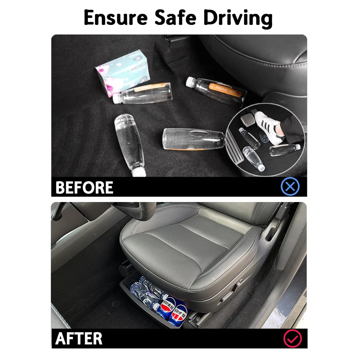 Caja de almacenamiento debajo del asiento para Tesla Model Y Juniper 2025, cajón debajo del asiento, TPE para accesorios modelo Y