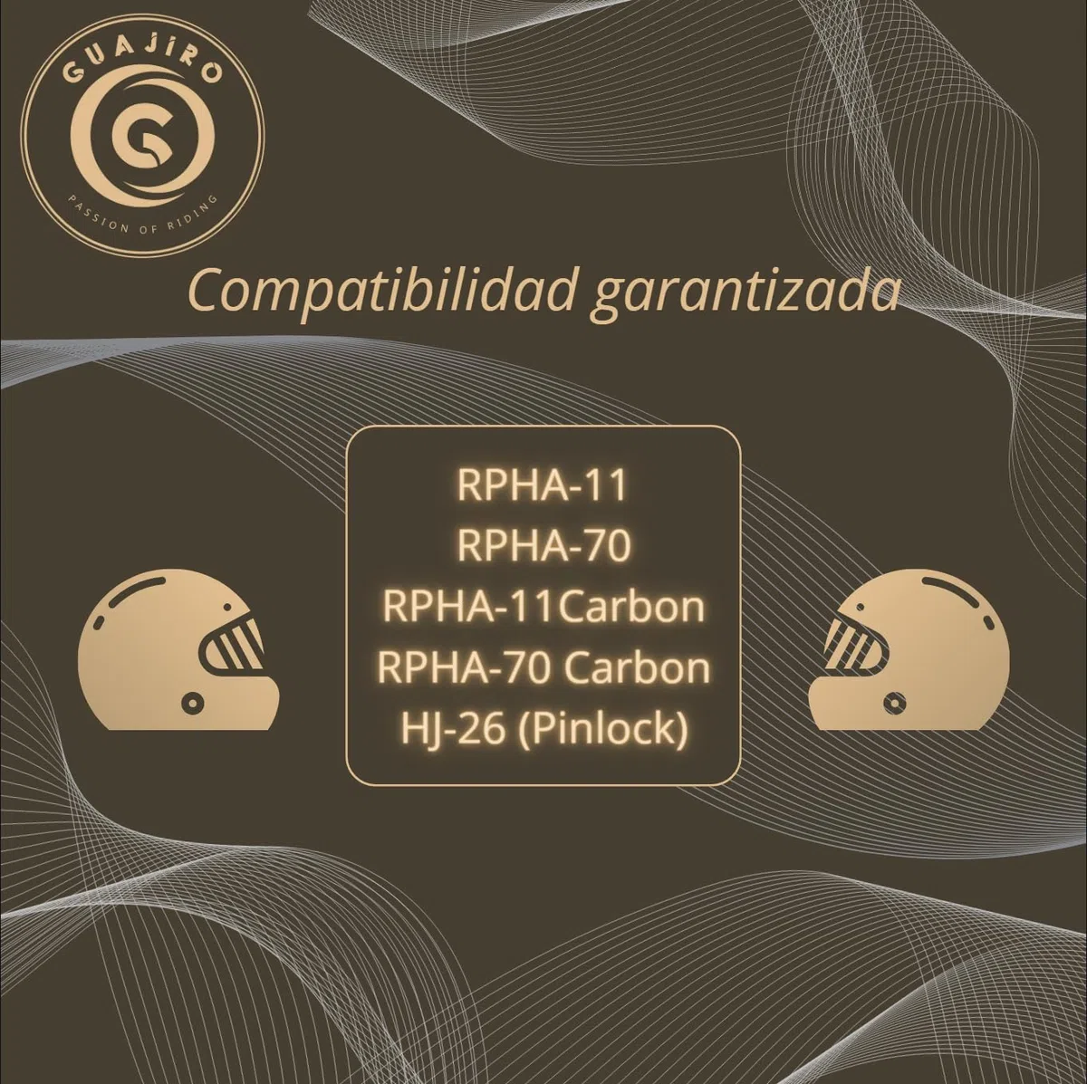 Guajiro - Visera Compatible con HJC HJ26 | RPHA11 y RPHA70 (CARBON) | Visor Moto con soporte para Pinlock Antivaho | Material de Policarbonato Reforzado (Negro)