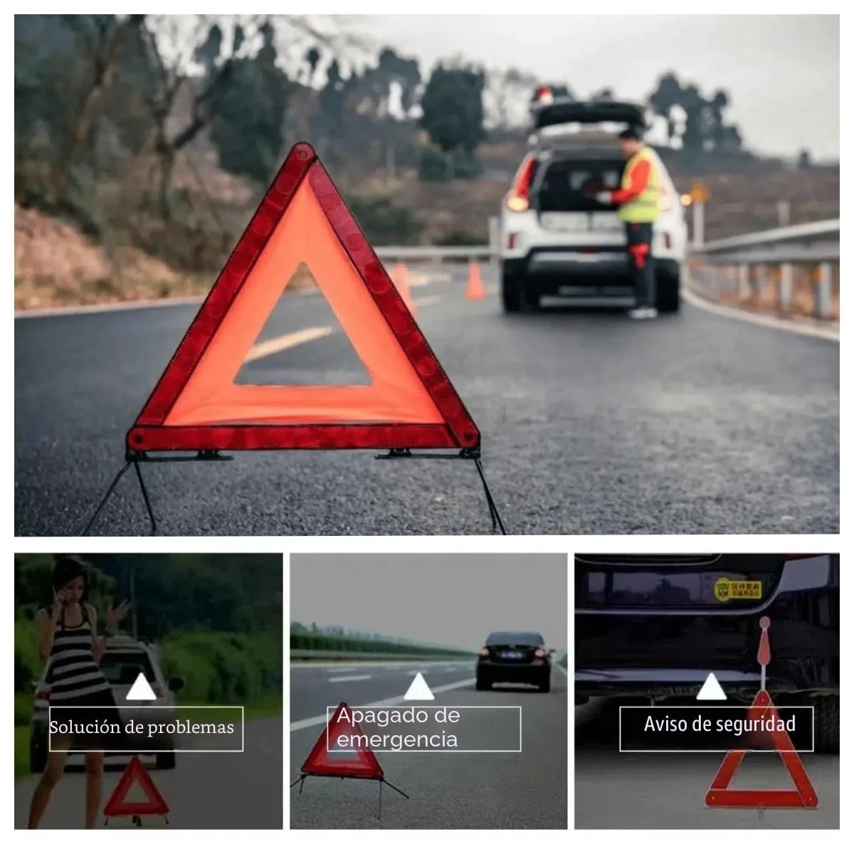 6-in-1 Car Safety Kit with Warning Triangle, Warning Triangle, 360-degree Reflective Warning Triangle, Warning Waistcoat, Folding Triangle