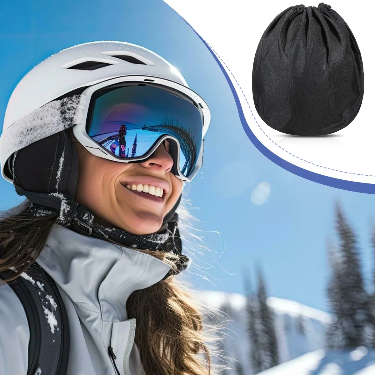 Tucnoeu 2 bolsas para casco de esquí y casco, bolsa portátil para casco de esquí con cordón, ideal para viajes y deportes