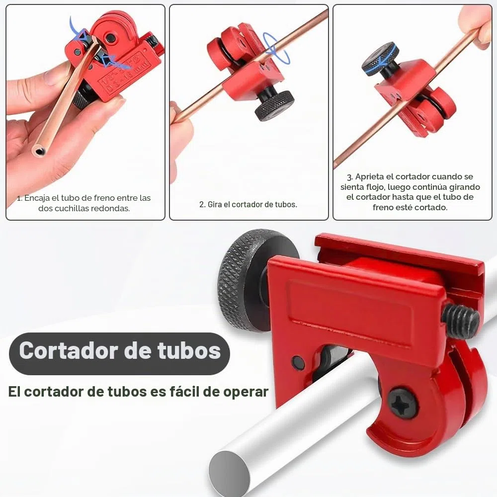 Kit de Abocardador Aire Acondicionado con Cortatubos Cobre, 5-16 mm Herramientas Aire Acondicionado, Kit de Expansor de Tubos Cobre, Expandidor de Tubos para Línea de Freno Doble y Simple