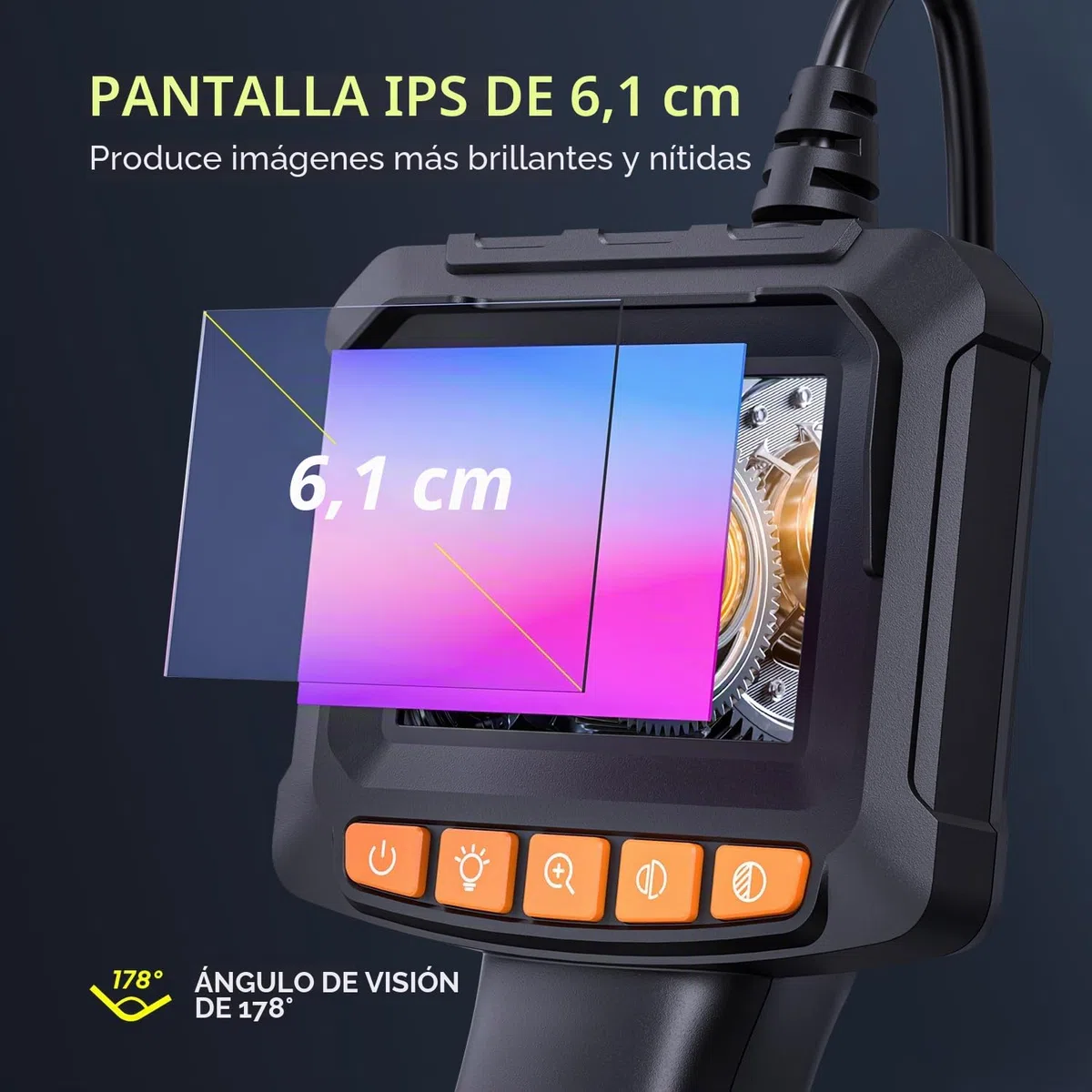 Endoscopio Camara de inspeccion, Qimic IP67 Impermeable endoscopio, Camara inspeccion tuberias con 8 Luces LED, Camara endoscopica, 16.5ft Cable Semi-Rígido