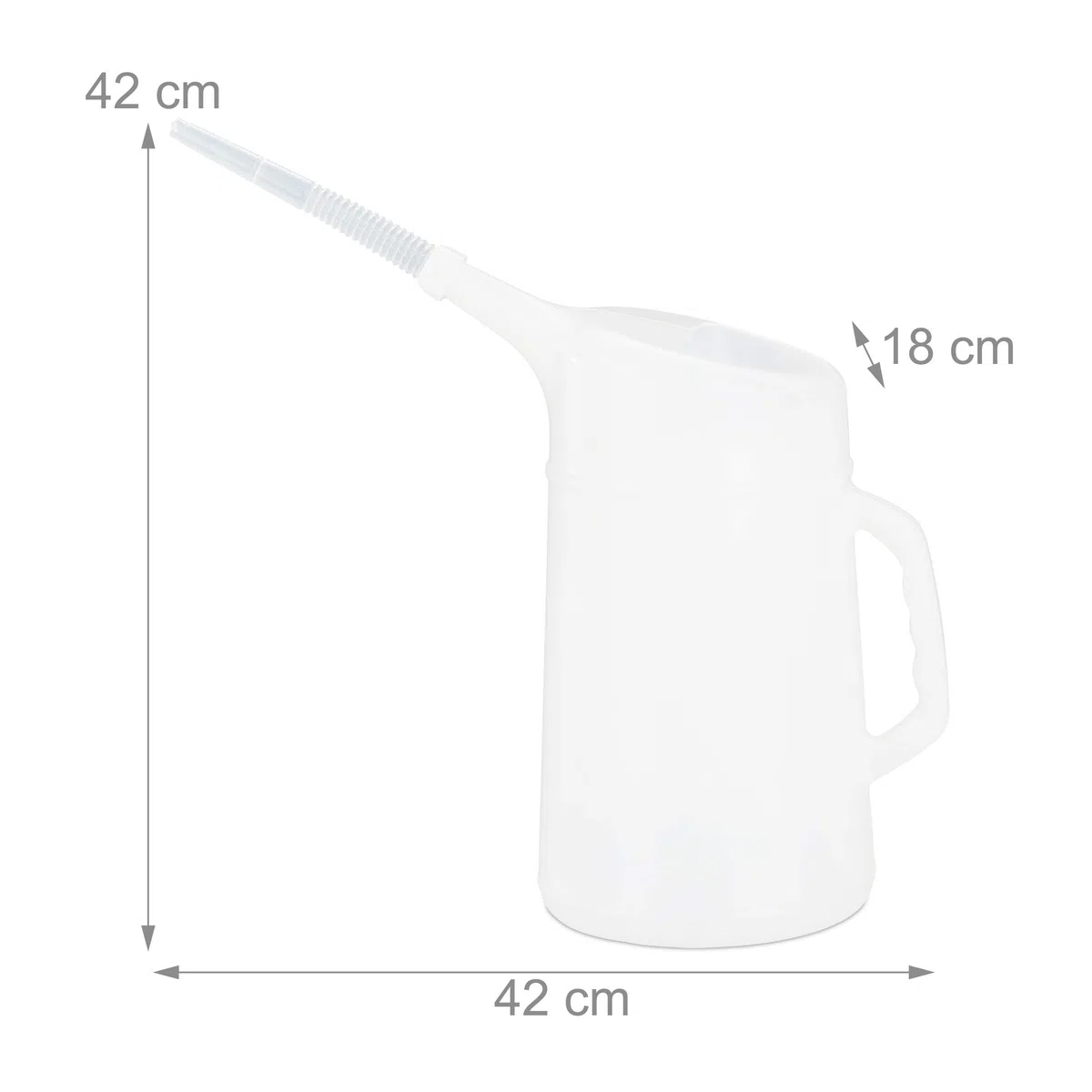 Relaxdays Embudo de Aceite para Coche, Ajustable, Medidor de Aceite, Resistente, PE, 5 L, Blanco