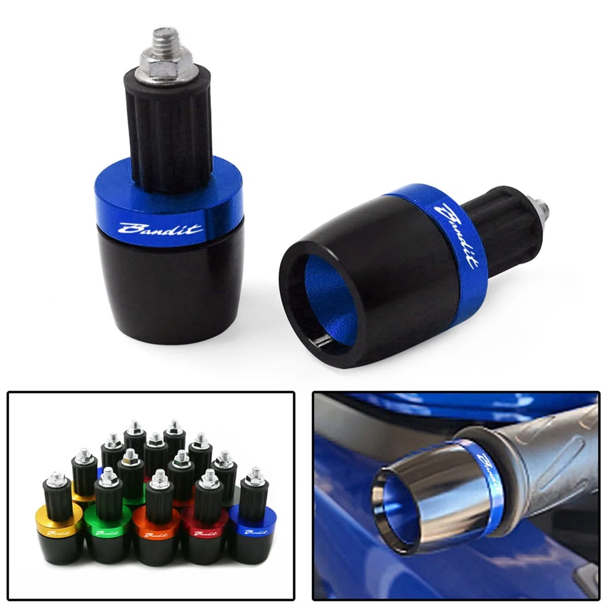 LOTFI 7/8" Extremos de empuñaduras de Manillar Barra de Manillar tapón de Tapa de contrapeso Ajuste Deslizante for Suzuki GSF 250 600 600S 650 650S 650N 1250 Bandit 650S (Size : Blue)