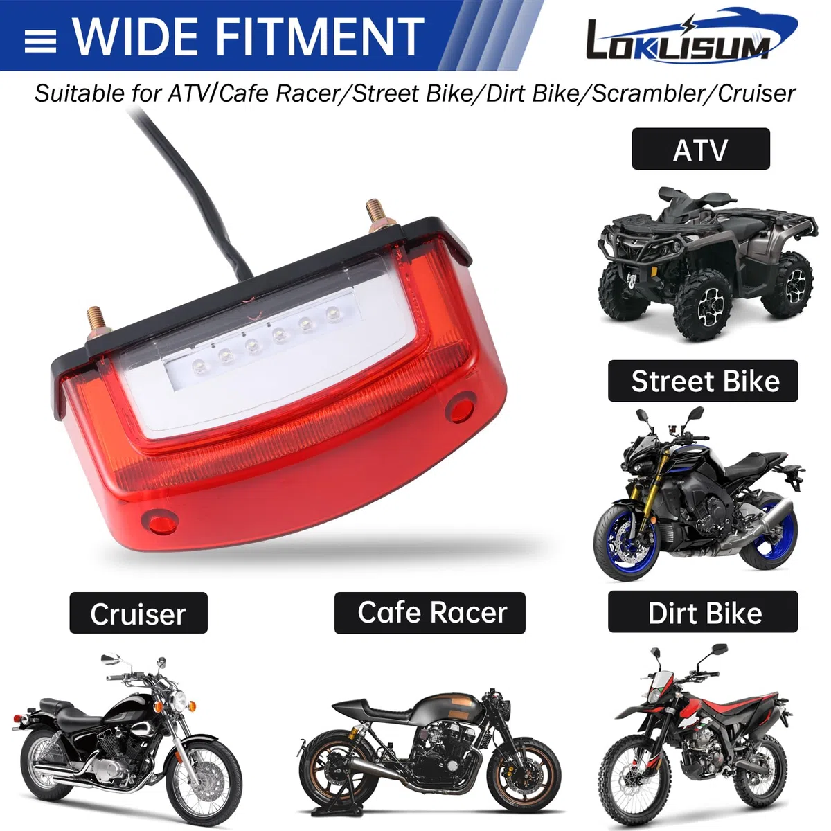 Luces Traseras Universales Moto 12V, 21 LED Luz Matricula Moto E24, Luz de Freno Compatible con Monster 400 620 695 750 800 900 S2R S4R ATV Scooter Cafe Racer Dirt Bike
