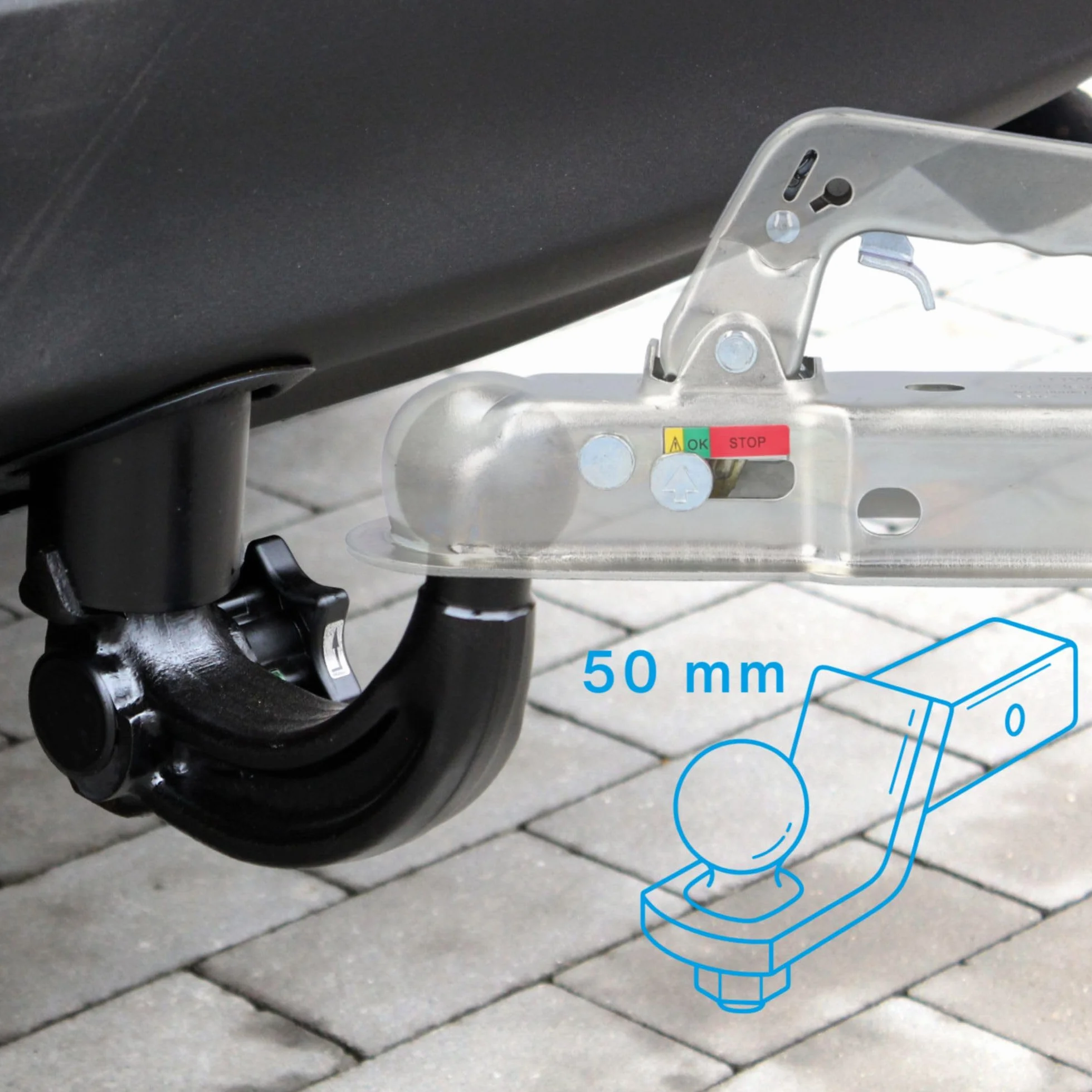 Unitec 10335 - Enganche de Remolque Cuadrado para Casa móvil (60 mm), Plata