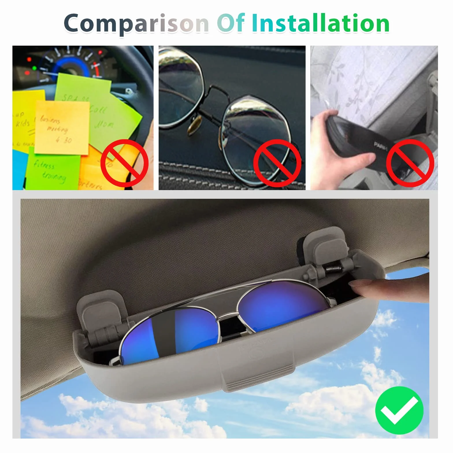 GAFAT Compatible con Volvo XC40 XC60 XC90 V60 V90 S60 S90 2018-2025 2026 2027 Soporte para Gafas de Sol, Estuche para Guardar Gafas, Organizador Interior Accesorios (Gris)