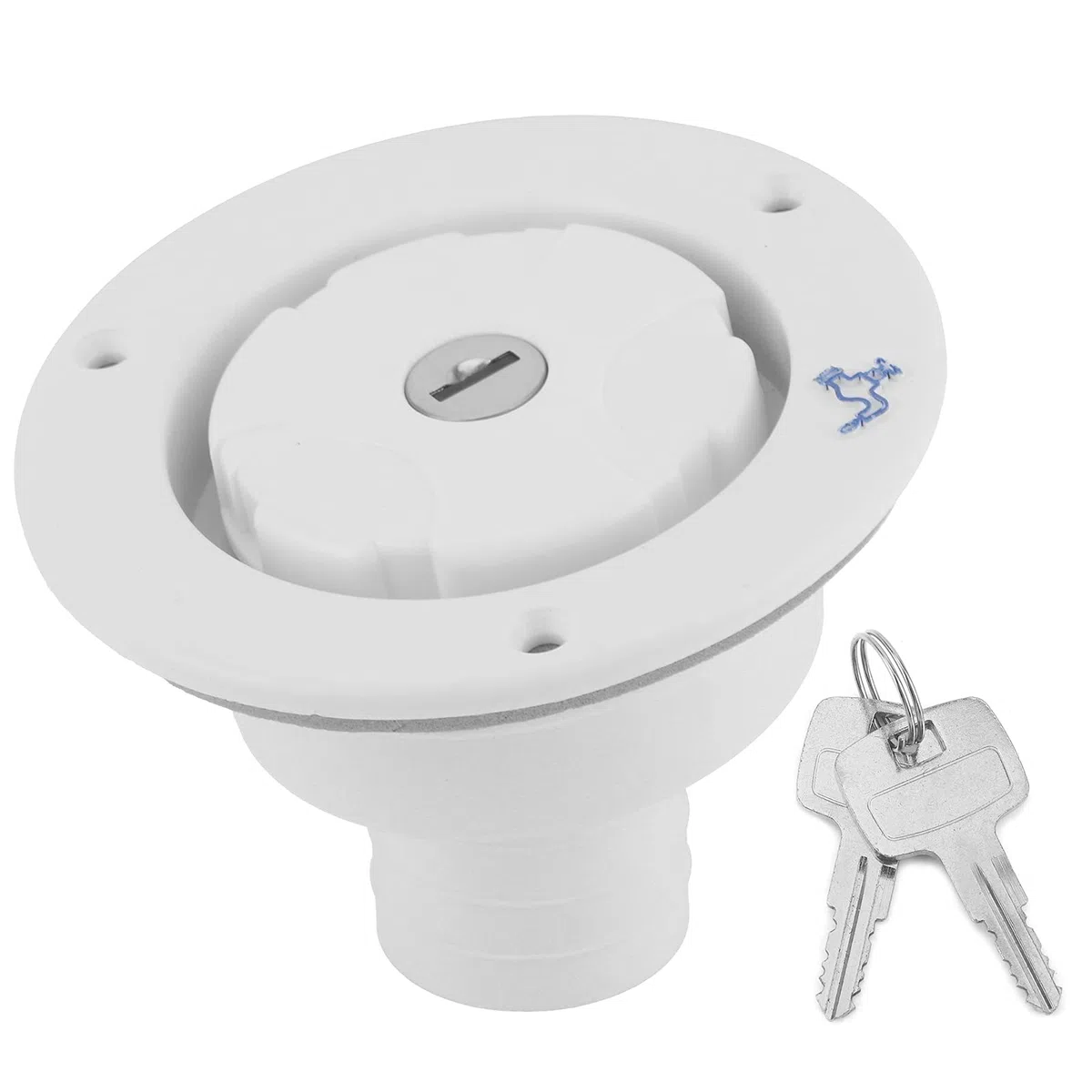 Tapa de llenado de escotilla a prueba de fugas con bloqueo de entrada de agua por gravedad con 2 llaves, color blanco, para caravana, autocaravana, material plástico duradero,