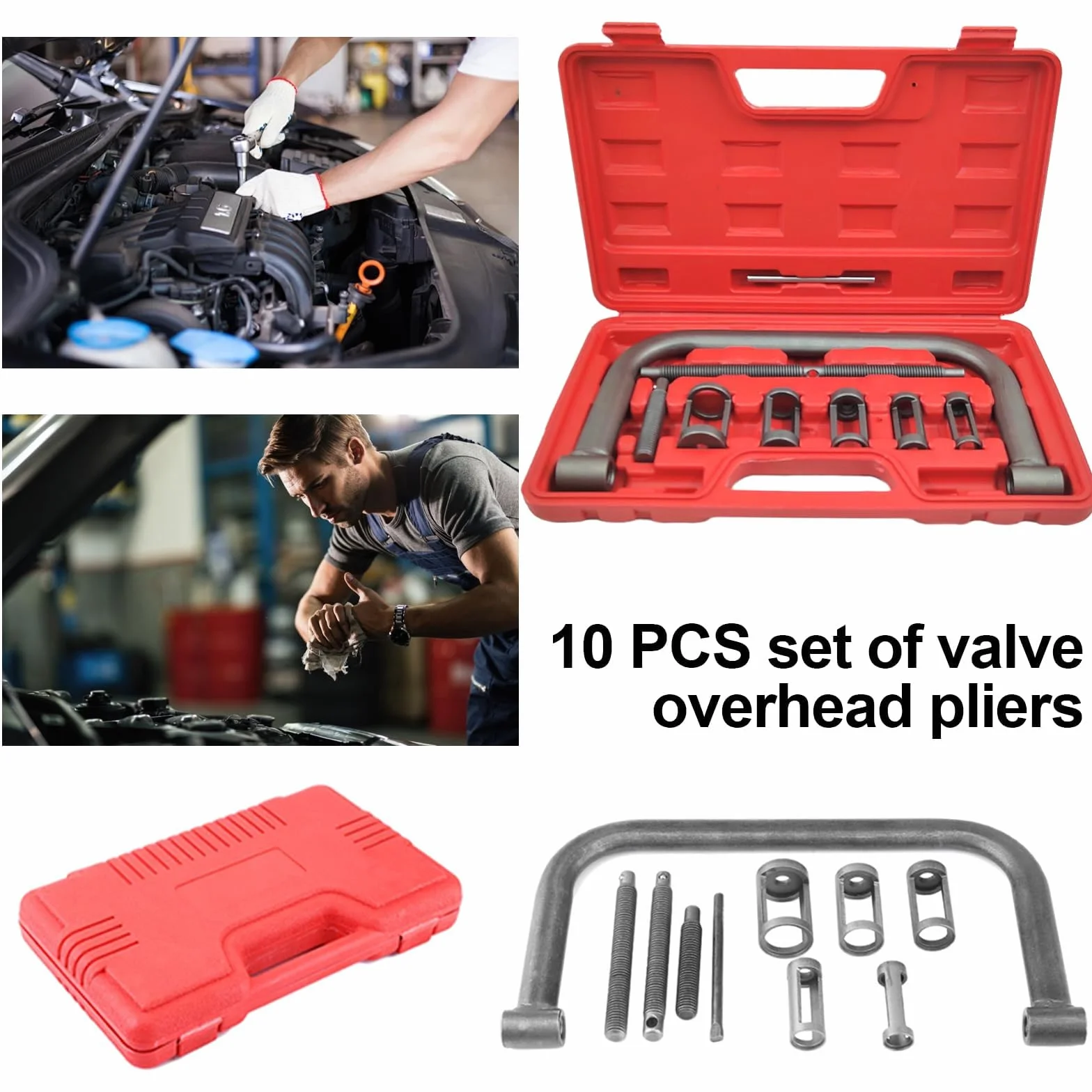 12 Piezas Compresor de Resorte de Válvula Kit, Compresor Muelles con Elevador de Válvula, Accesorios Herramientas Coche Universal, para Automóviles, Motocicletas
