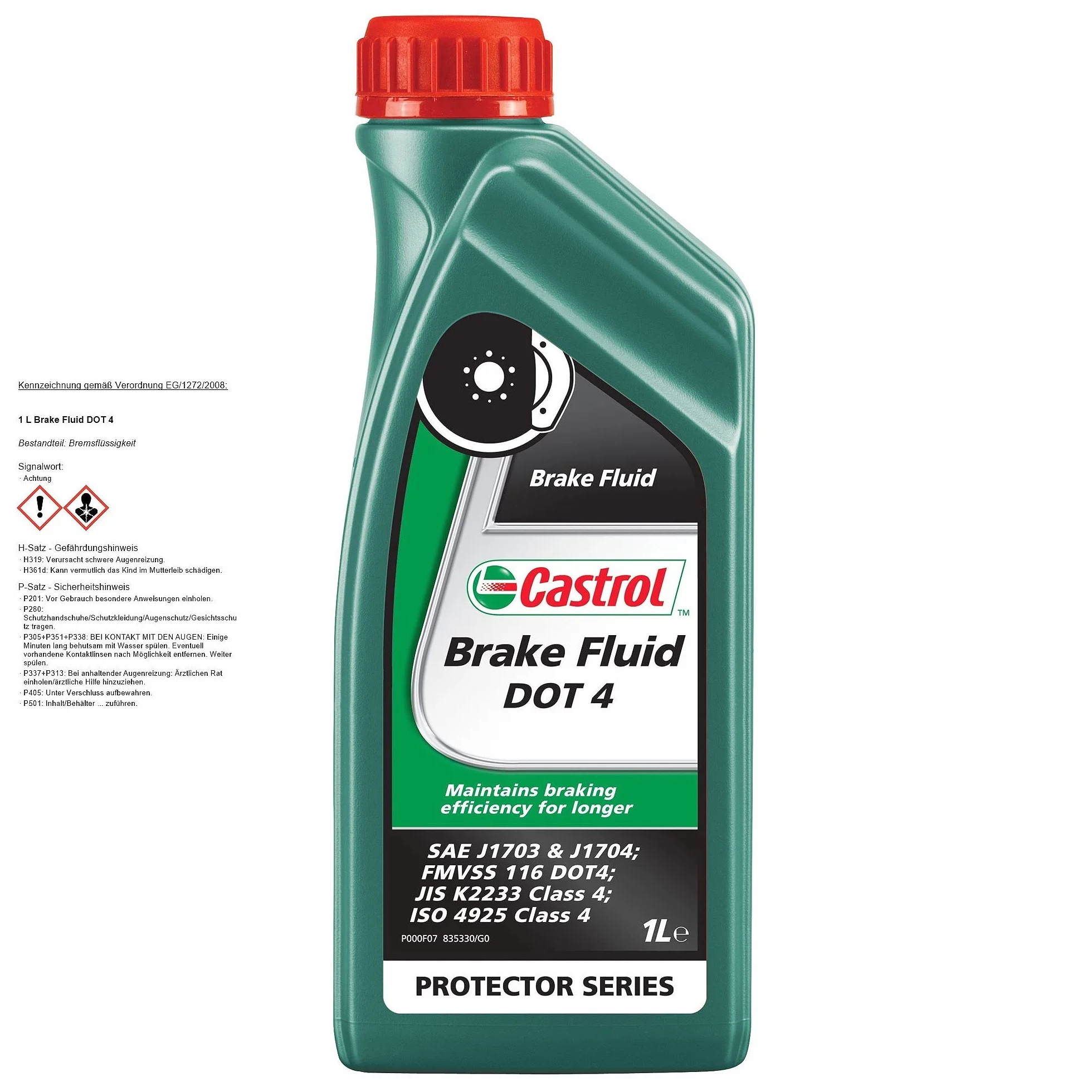 CASTROL Líquido de frenos 1Liter Compatible con VW Polo V Hatchback 6R1, 6C1 up! Hatchback 121, 122, BL1, BL2, BL3, 123 Golf VII Hatchback 5G1, BQ1, BE1, BE2, PEUGEOT 208 I Hatchback CA, CC, FORD