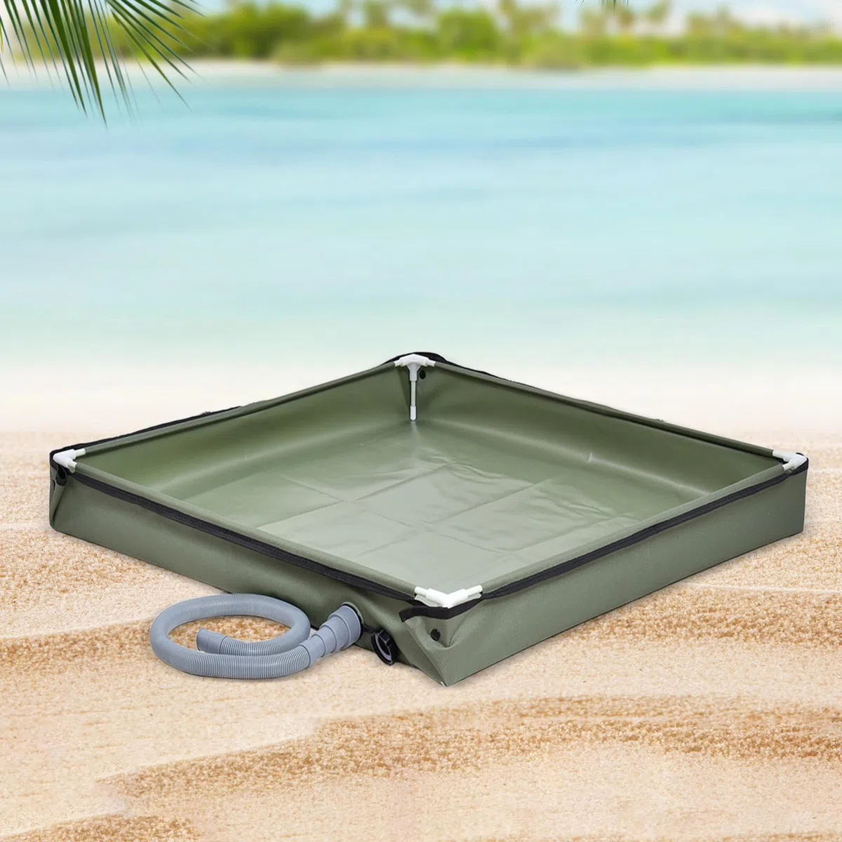 Base De Ducha Plegable Camping, Plato De Ducha Portatil con Desague, Bandeja De Duchas De Camping con Drenaje, Base De Toldo para Interiores Y Exteriores