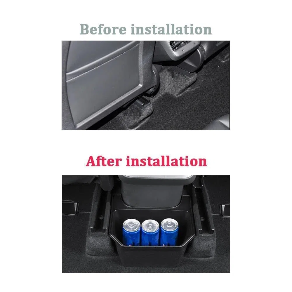 Caja almacenamiento consola central Organizador Caja Almacenamiento Trasero Para Tesla Para Model Y Compartimentos Para Consola Central Bolsa Basura Para Asiento Trasero Bandeja Debajo