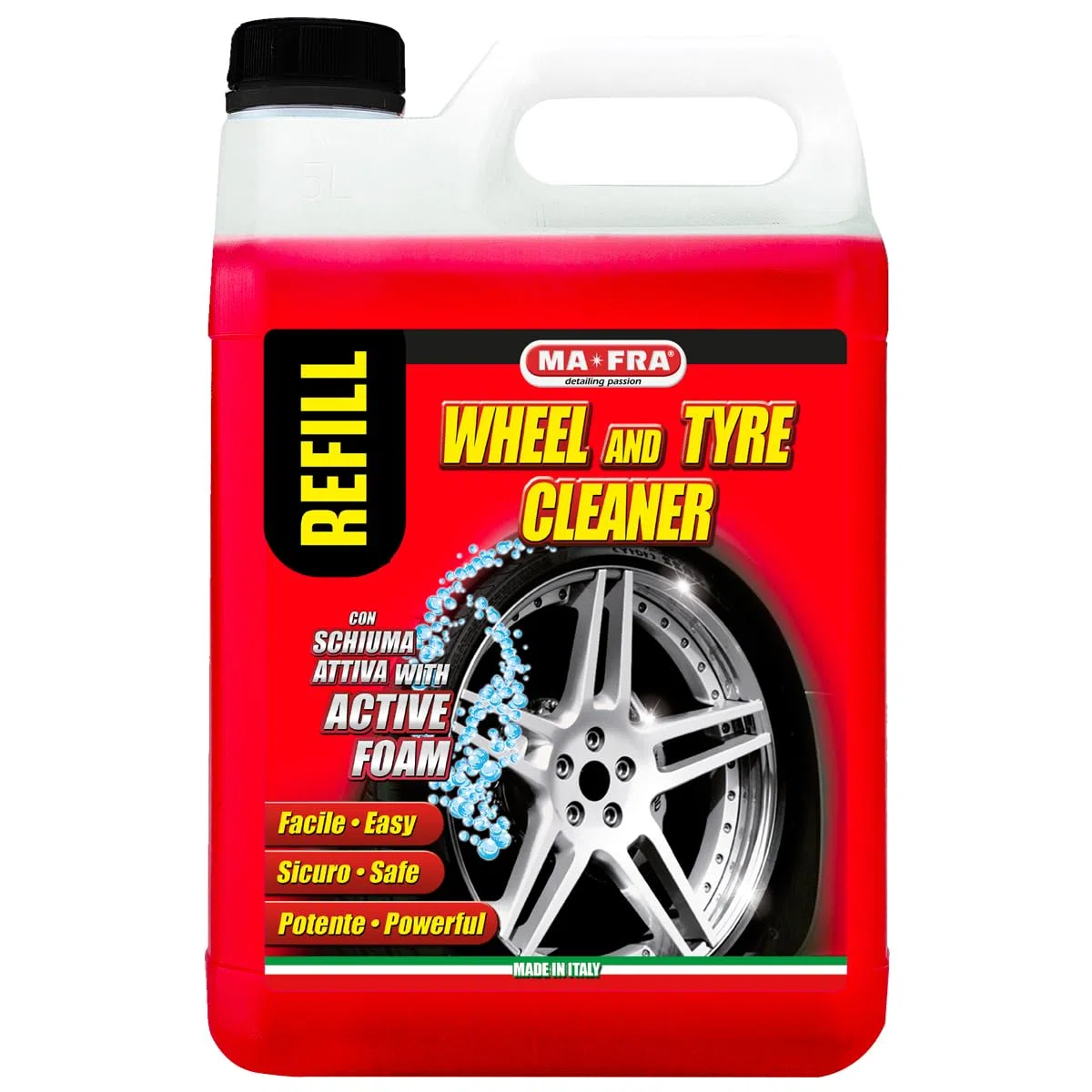 Mafra, Limpiador de Ruedas y Neumáticos, Limpia y Desengrasa los Neumáticos del Coche, Ideal para Renovar Ruedas y Neumáticos, Utilizable con o sin Espuma, Formato 4500ml