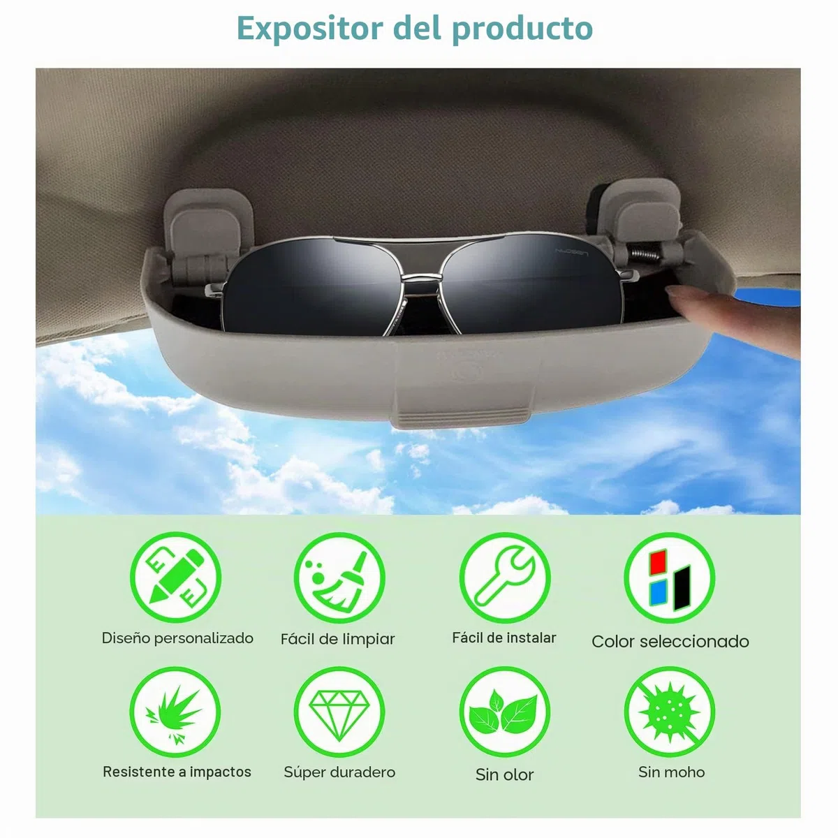 GAFAT Compatible con Volvo XC40 XC60 XC90 V60 V90 S60 S90 2018-2025 2026 2027 Soporte para Gafas de Sol, Estuche para Guardar Gafas, Organizador Interior Accesorios (Gris)
