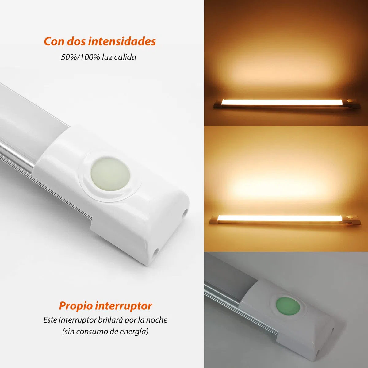 Dream Lighting Luz LED 12v para Autocaravana Barra LED 12v Luz Calida con Interruptor Ultrafino Luce Tira Caravana Camper RV Regulable Blanco Cálido 3000K 30CM IP44
