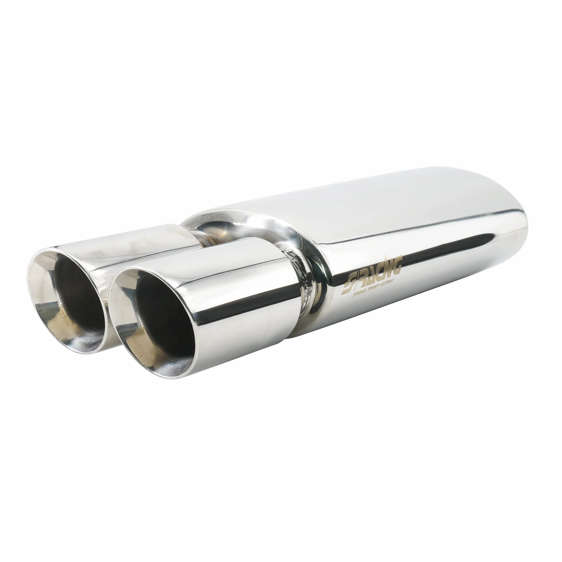 Simoni Racing ESR633 Rifle Silenciador Deportivo Universal, Silenciador Deportivo, Escape de Coche Universal, Doble Salida Redonda, Acero Inoxidable