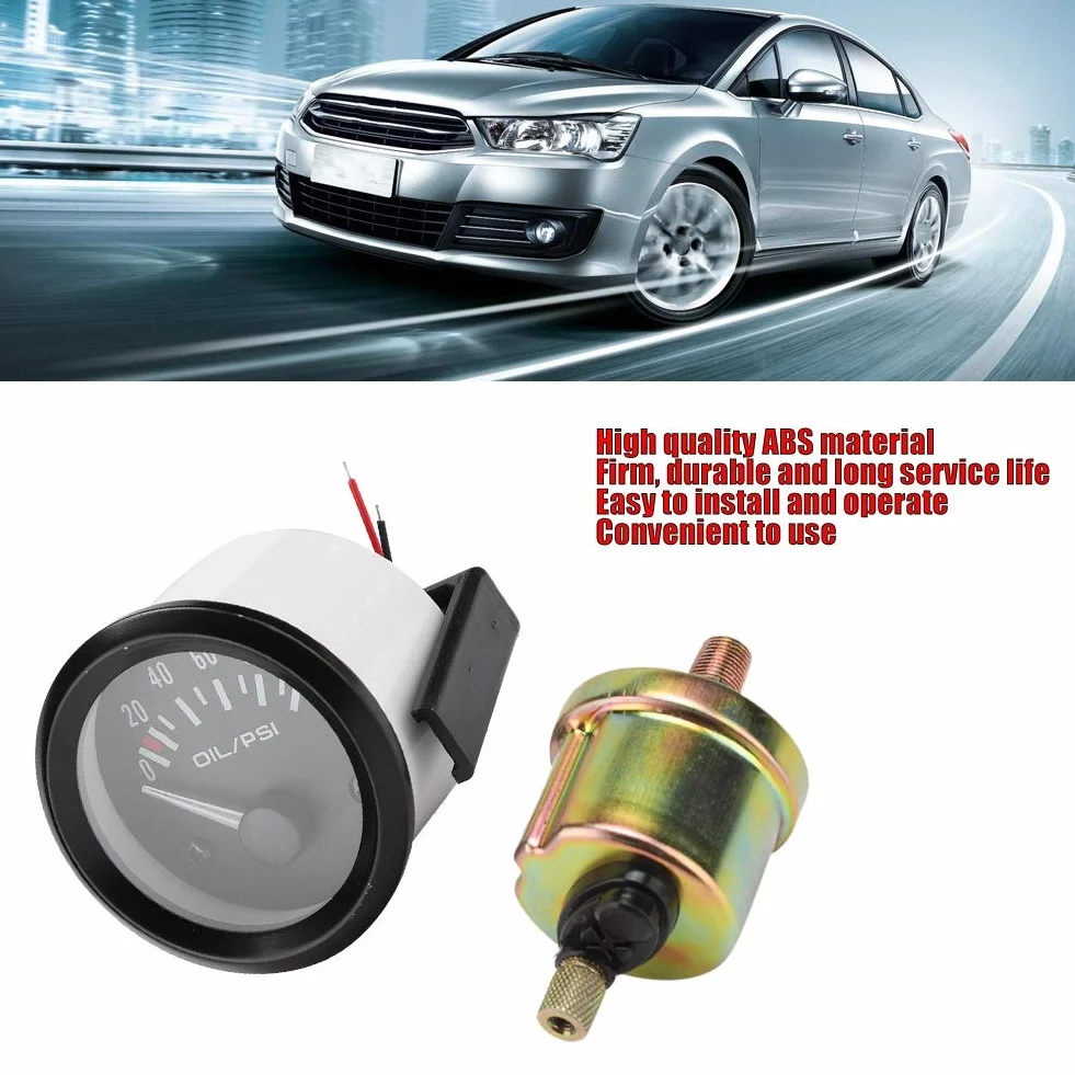 Medidor de Presión de Aceite Universal 52mm para Automóvil 12V Indicador Electromagnético de Alta Precisión Accesorio de Modificación para Todos los Modelos de Coche
