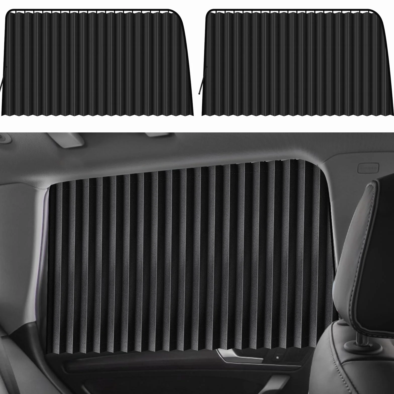 ZATOOTO Parasol Coche Lateral - Cortinas Coche, Parasol Coche Magnetico 2 Unidades, Parasol Ventana Coche Boquear los Rayos UV y el Calor, Proporcionar Privacidad, Negro