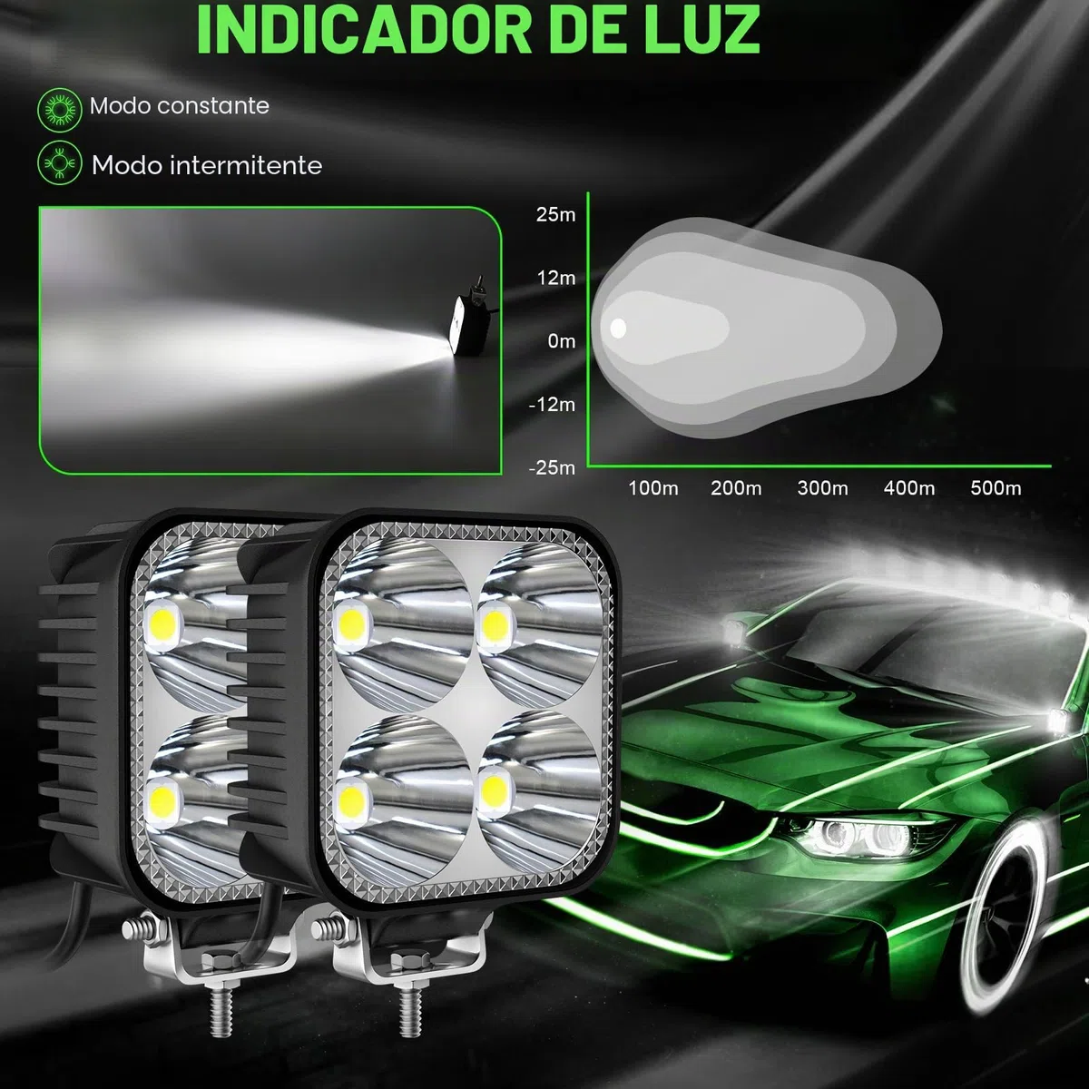 antom 10 PCS Faro de trabajo 2.8 Pulgadas Focos Led 68W Mini 12V 24V Square Faros 3,500LM 6000K IP68 Impermeable -Dos modelos Siempre encendido y parpadeante para Moto ATV SUV Tractor Camión Barco