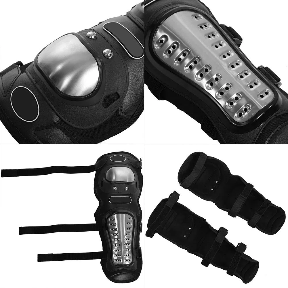 SANON Rodilleras de Acero Inoxidable para Adultos Rodilleras Espinilleras Armadura Protectora para Bicicleta de Motocross de Carreras