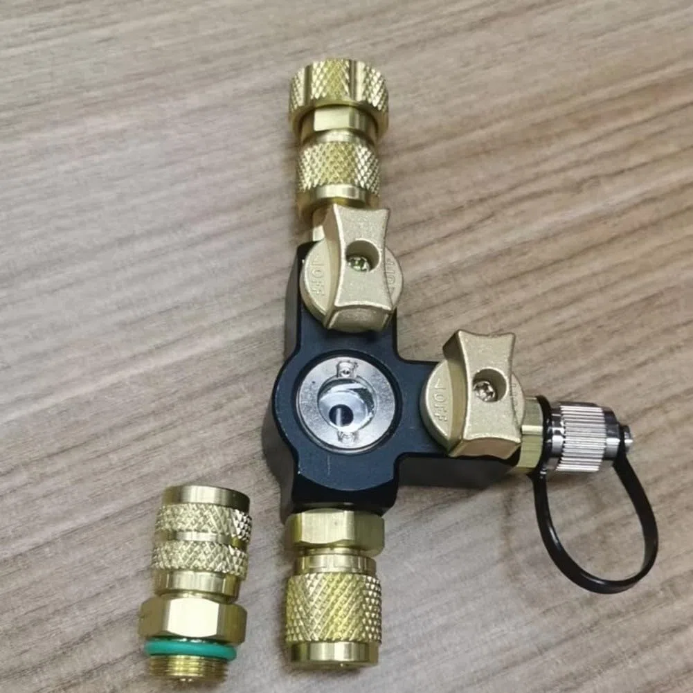 Herramienta de extracción de núcleo de válvula compatible de dos tamaños con accesorios de 1/4 y 5/16 y vidrio de visión integrado para diagnósticos HVAC (negro)