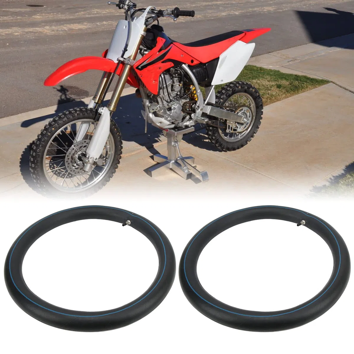 2 Piezas de Cámara de Aire 2.50-18/2.75-18/3.00-18, con Vástago de Válvula Recta TR4 para Moto, Cross, Enduro y SUV, Tubo de Goma Alta Resistencia, para Mantenimiento, Reparación y Todoterreno