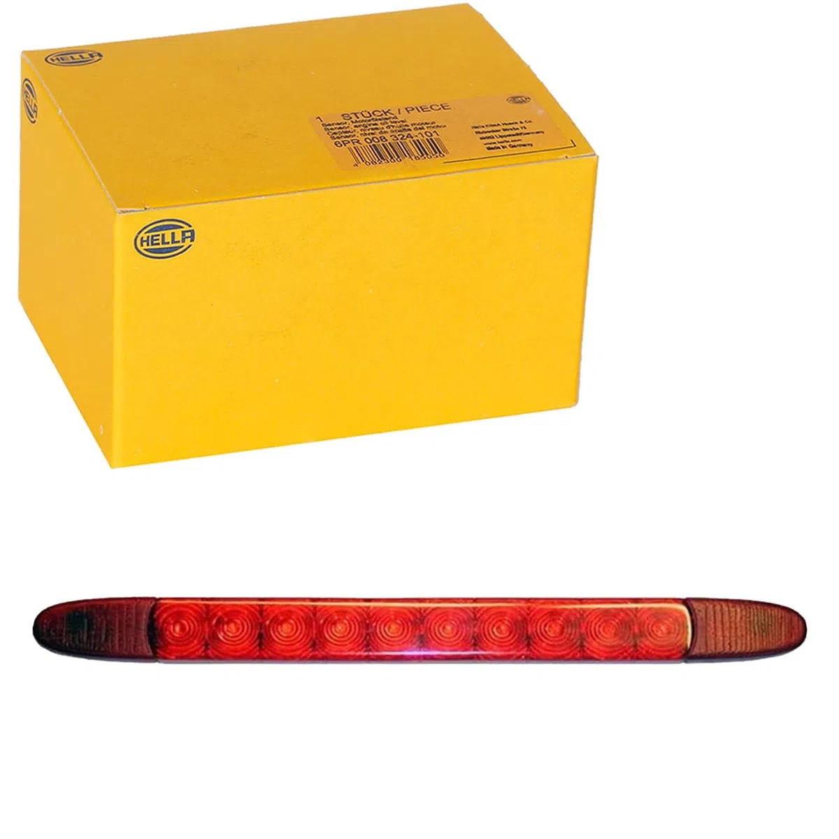 HELLA 2DA 343 106-211 Luz de freno adicional - LED - 24V - montaje exterior/pegado - Color de tulipa: rojo - Cable: 3000mm - posterior