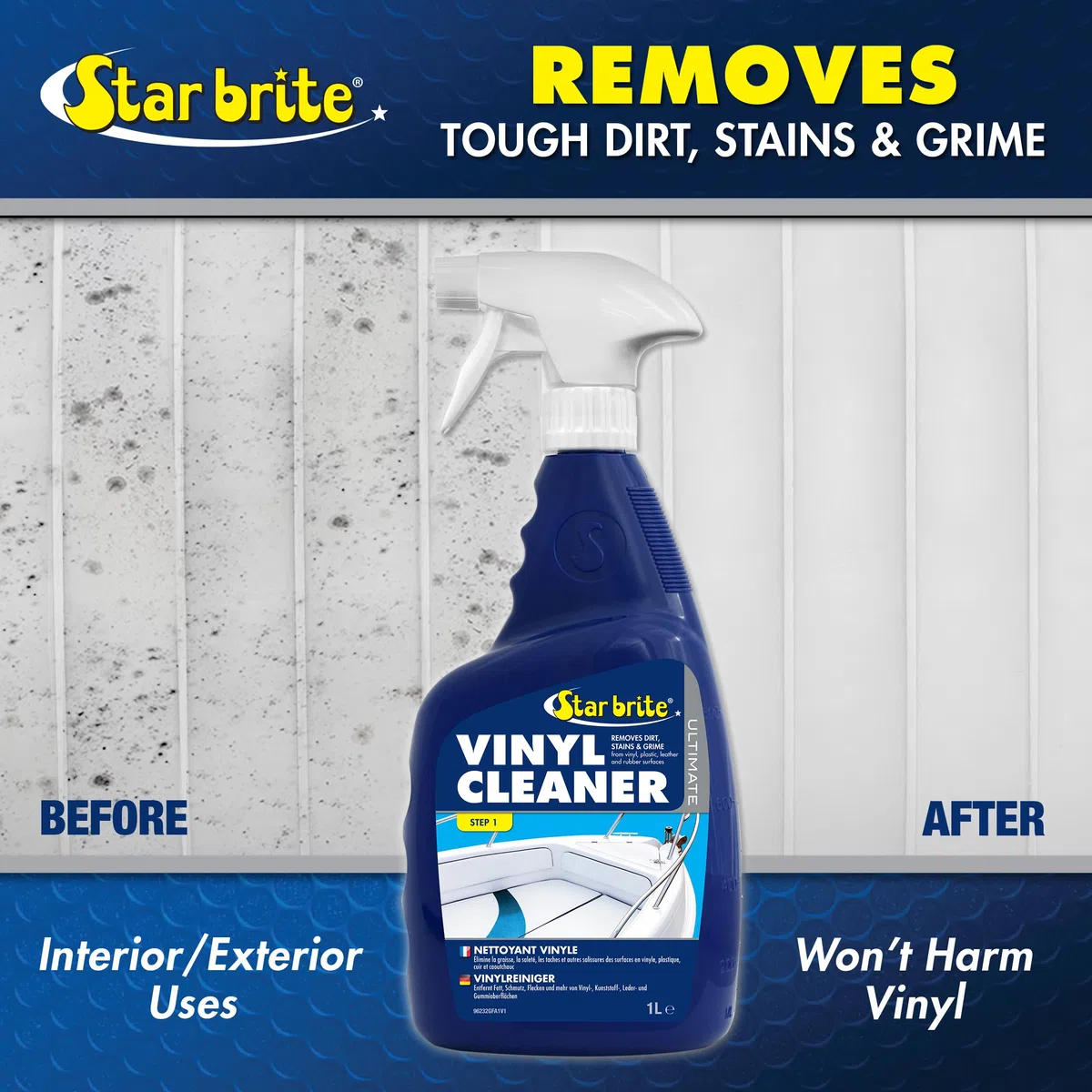 STAR BRITE Ultimate Limpiador Vinilo - También para Caucho, Cuero y Plástico - Elimina la Suciedad & Manchas Persistentes en la Tapicería Interior y Exterior, en Automóviles, Barcos, Ropa Impermeable