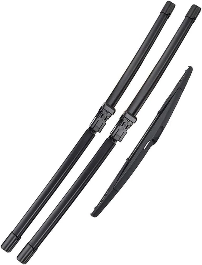 Kit de 3 limpiaparabrisas compatible con Peugeot 2008 A94 (2013-2018) | Delantero 26"+16" y Trasero 12" | Silenciador
