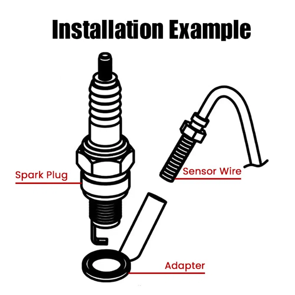 Termómetro de cabeza de cilindro norxi Termómetro del motor con adaptador de sensor de sonda de 10 mm y 14 mm (Rojo, 10 mm)