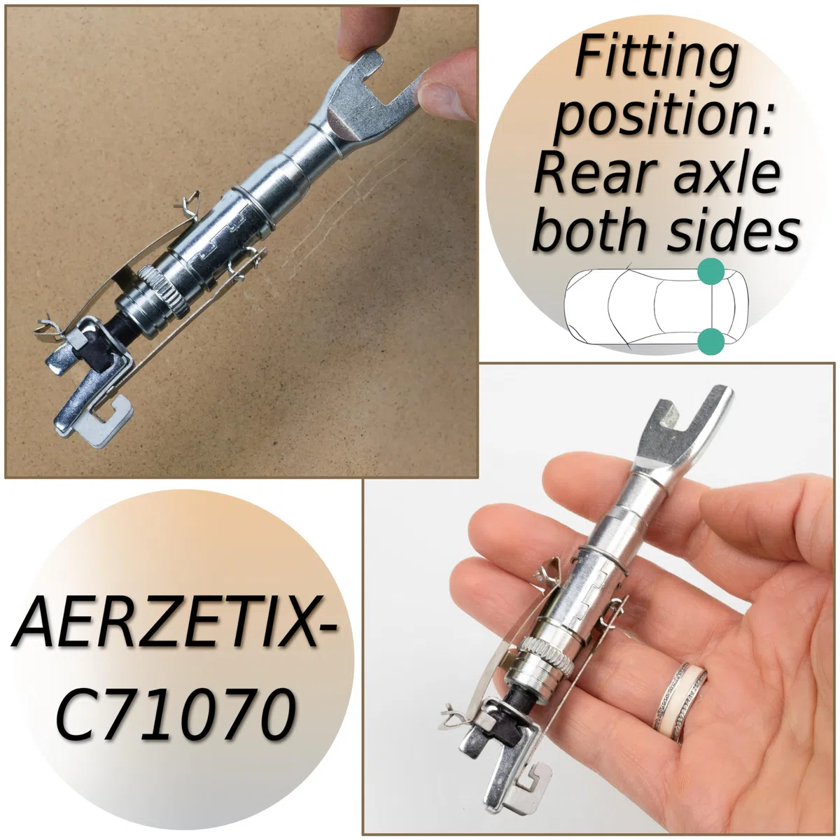 AERZETIX - C71070 - Ajustador, freno de tambor - lado de montaje en ambos lados del eje trasero - compatible con números OE 4310.86, 77362444, 7701059740