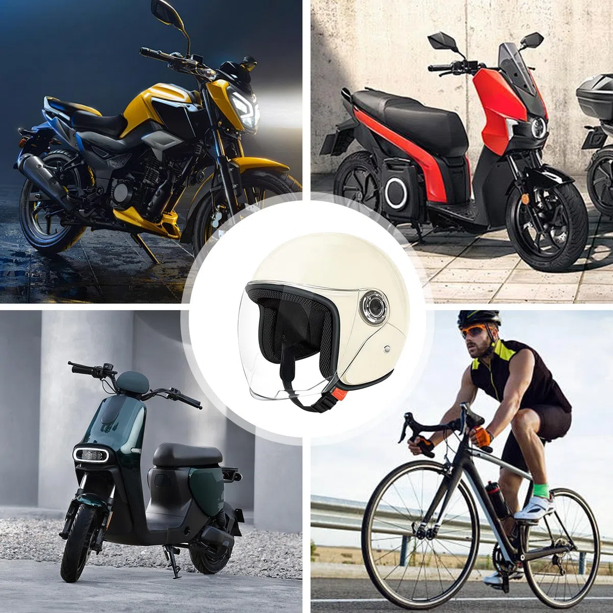 Casco de moto | Casco de media carcasa | Casco de protección transpirable con visera | Para Scooter Sportbike desplazamientos al aire libre aventura