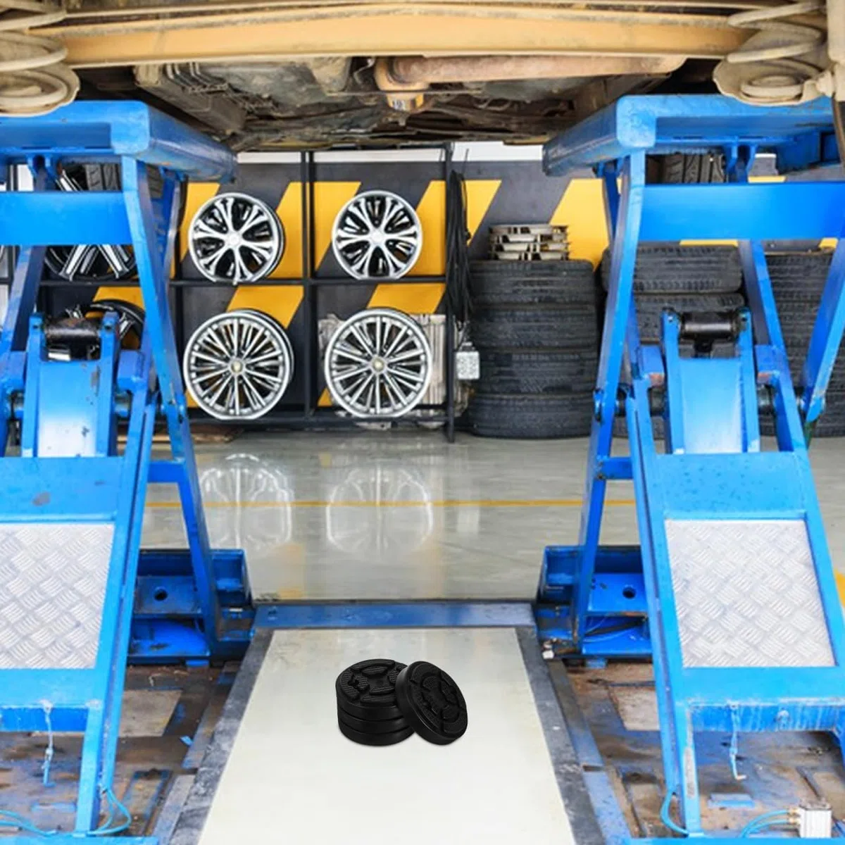 INOOMP 4 Piezas Tacos de Goma para Elevador de Coche Almohadillas Redondas de Caucho para Soporte Elevador Antideslizantes y Resistentes para Puentes de Dos Columnas Accesorios de