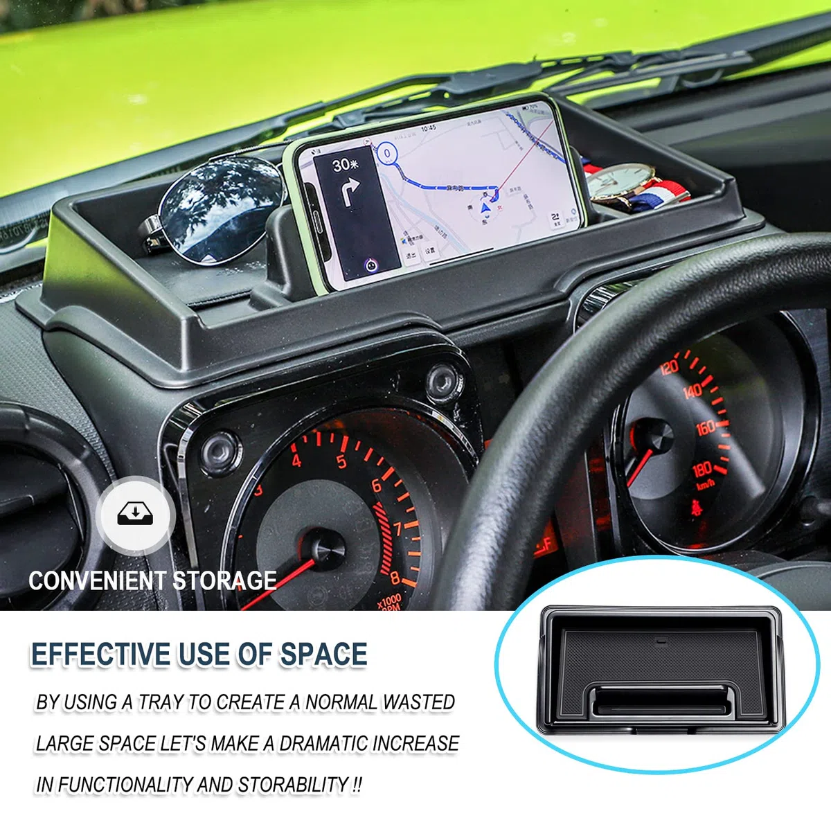 RUIYA Compatible con Suzuki Jimny JB64W JB74W 2018-2024 2025 Consola Central Caja de almacenamiento, Jimny Consola Central Organizador Central Bandeja Jimny Accesorios