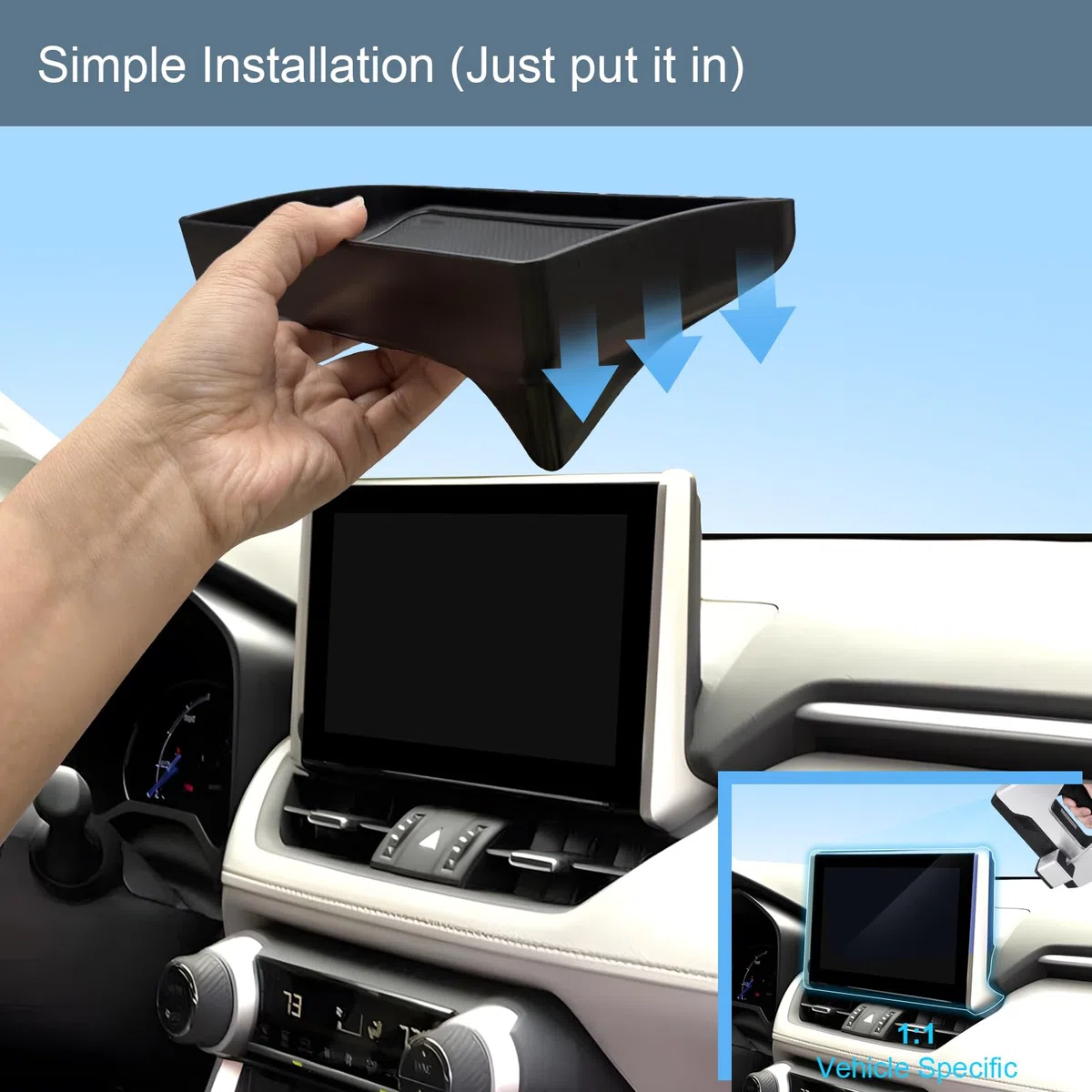 Caja de Almacenamiento para Salpicadero Central Compatible con Toyota RAV4 2019-2025, Bandeja de Consola Central, Organizador de Consola Central con Alfombrilla Antideslizante Negro