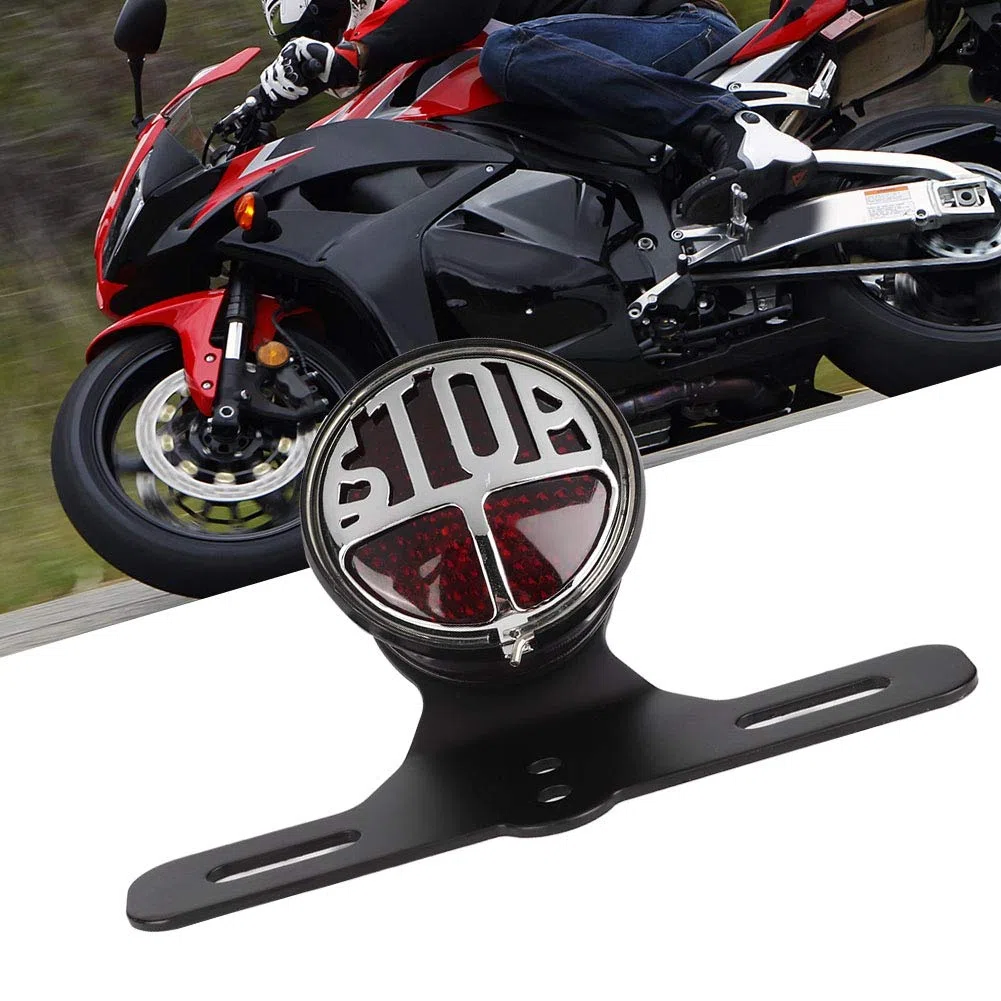 Universal Vintage Motorcycle LED Luz trasera Luz de freno Luz de freno Lámpara con soporte de matrícula