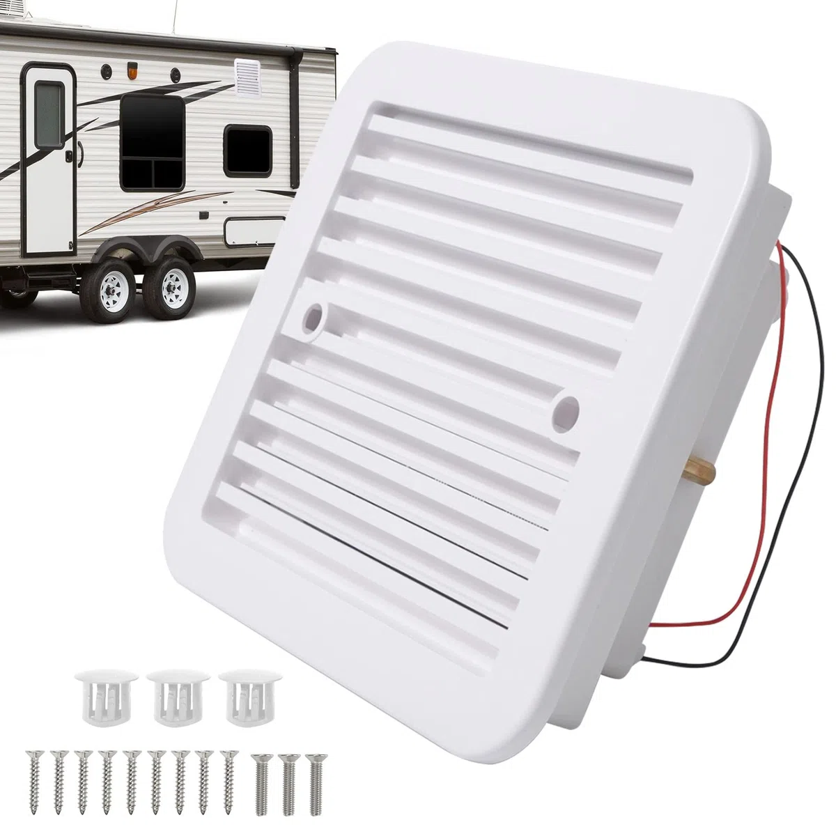 Extractor de Aire para Caravanas, 2,4W 12 V Ventilación de Aire Máxima para RV, Ventilador de Techo Extractor Reversible, Ventilador de Escape Lateral Silenciador para Autocaravana Remolque (Blanco)
