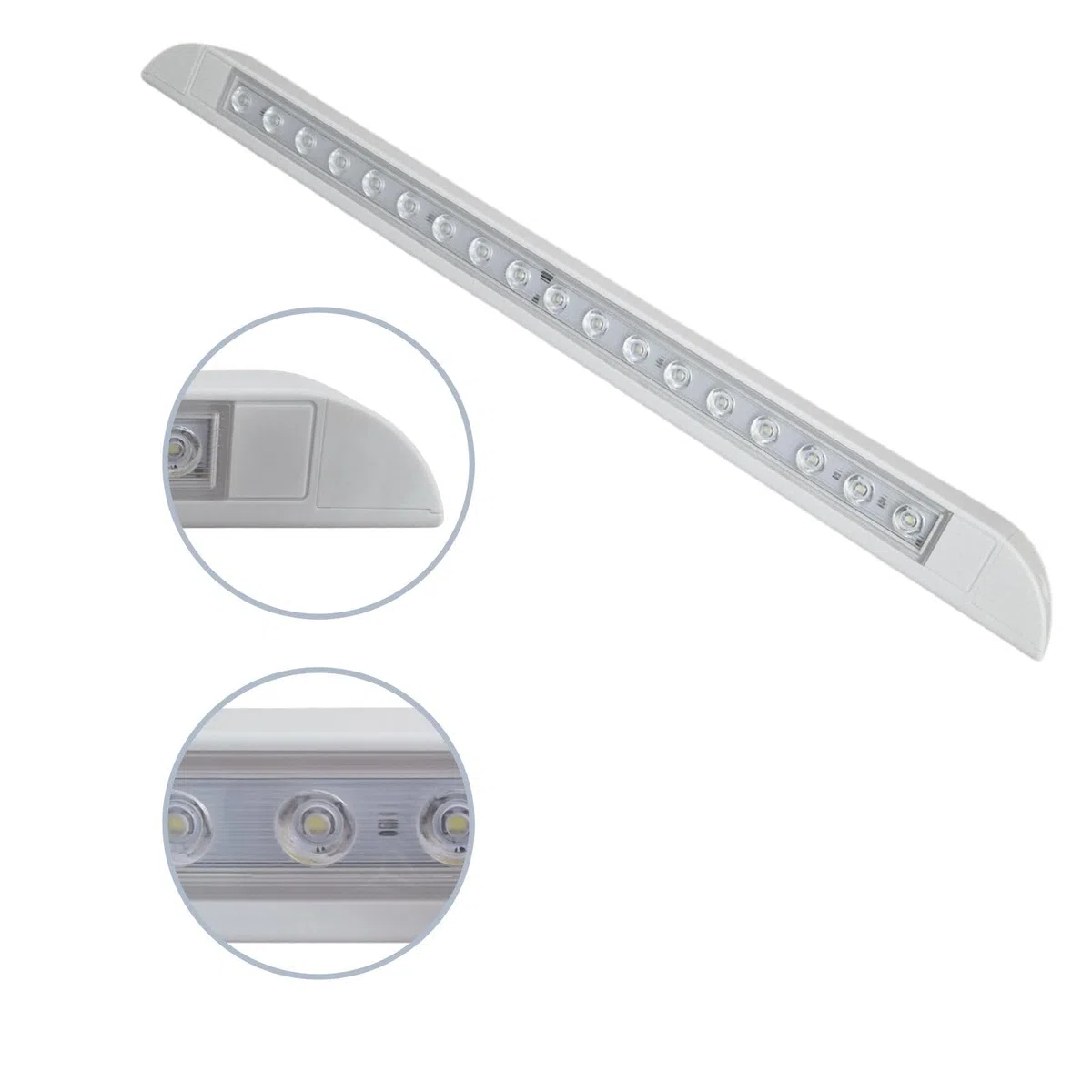 MARVIX Luz LED para toldo blanca 12V 24V impermeable para autocaravana, caravana, furgoneta camper, lámpara de puerta exterior de tira súper brillante 6000k (sin interruptor, 506mm)