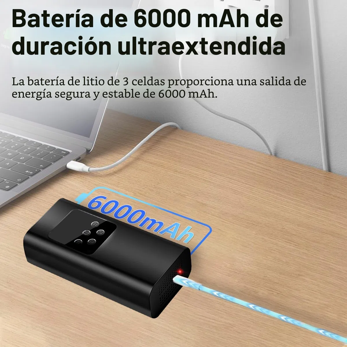 150PSI Compresor Aire Portatil, 6000mAh Inflador Ruedas Coche con 4 Boquillas, Linterna LED y Sensor de Presión para Coches, Motos, Bicicleta, Pelotas