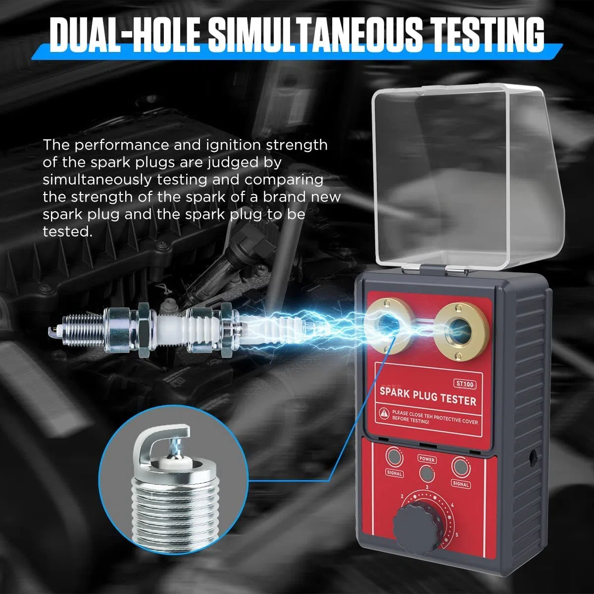 Probador de bujías de 0 a 6000 rpm, frecuencia de trabajo ajustable, 220 V, comprobador de encendido de coche, herramientas de diagnóstico para vehículos de gasolina de 12 V